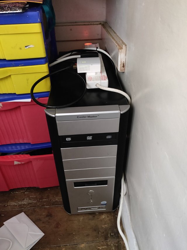 PC case in cupboard